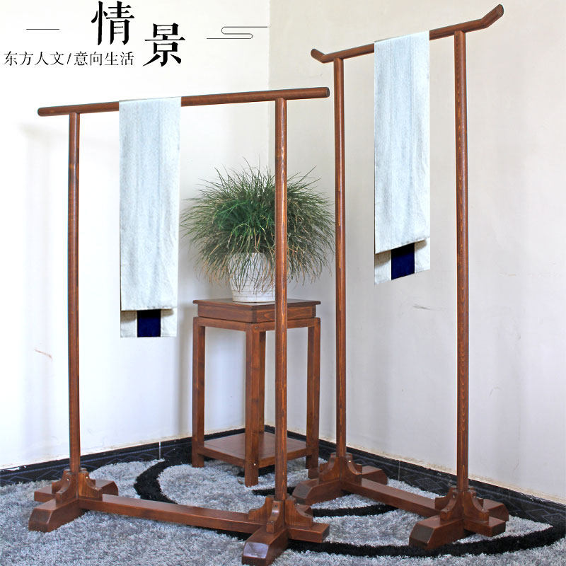 中式衣架实木禅意新中式大衣帽架婚纱礼服落地挂衣架仿古橱窗展架