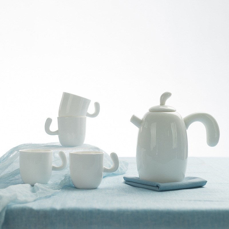骨瓷创意望月茶具5件套礼品茶具套装
