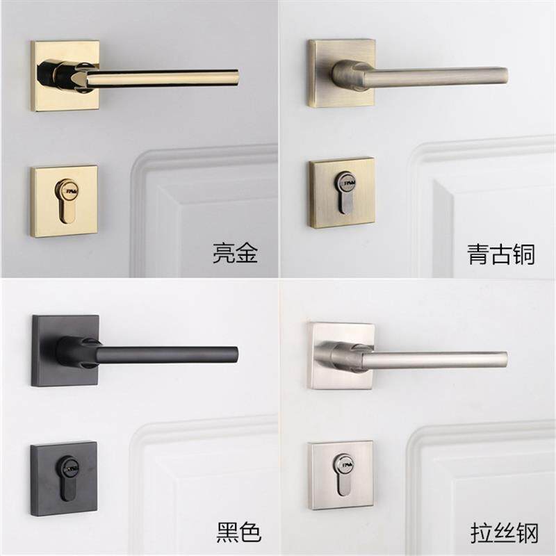 依佰利美式金色轻奢室内房门锁北欧亮金法式卧室木门锁静音磁吸锁