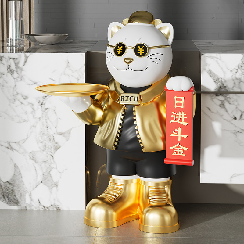 开业礼物招财猫收纳饰品大型落地摆件客厅电视柜乔迁新居搬家礼品