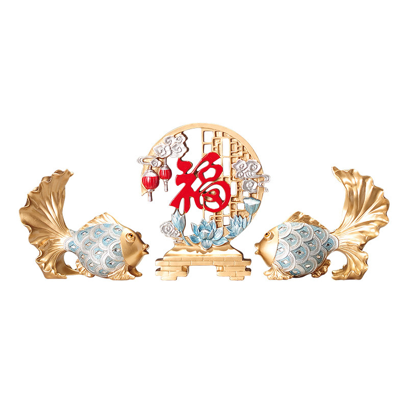 创意情侣鱼摆件家居客厅玄关电视柜酒柜装饰品乔迁礼品结婚礼物