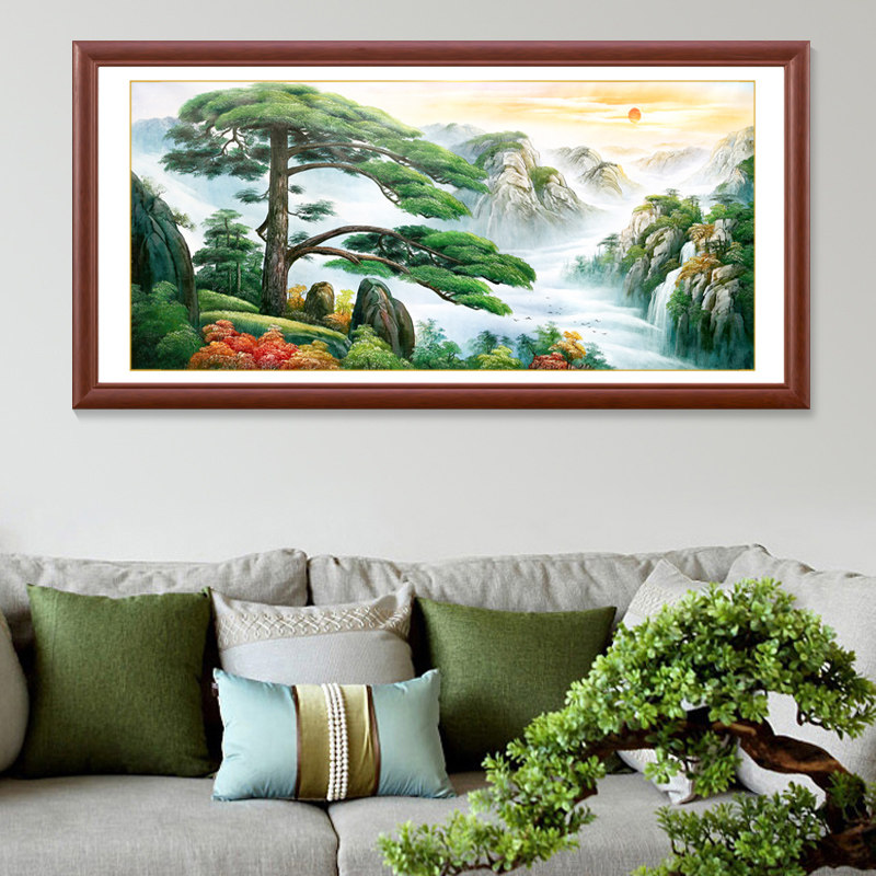 实木有框装饰画新中式客厅沙发墙壁画茶室书房餐厅画国画酒店挂画