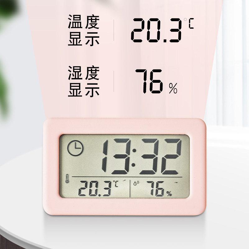 桌面时钟表摆台式迷你小温湿度计数字电子时间显示器摆放式小摆件图片