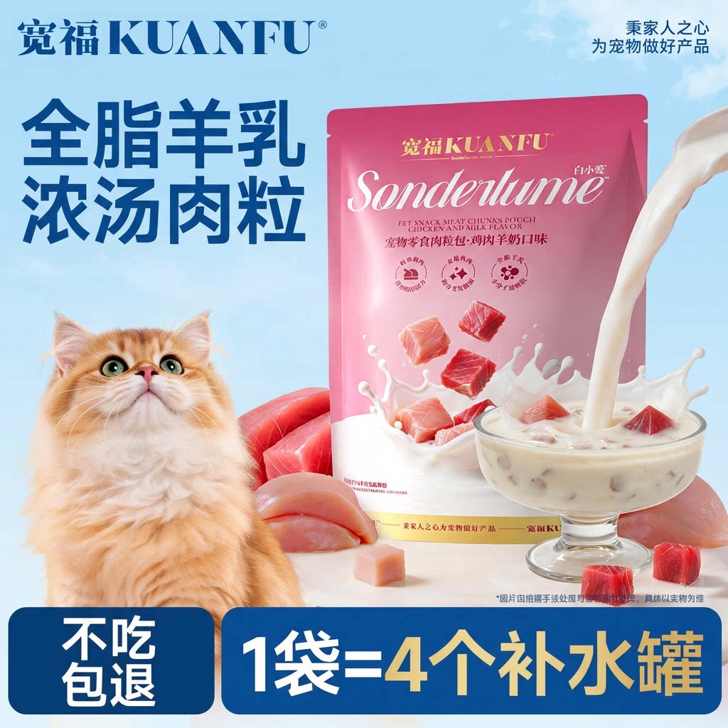 宽福猫咪零食肉粒包拌饭神器
