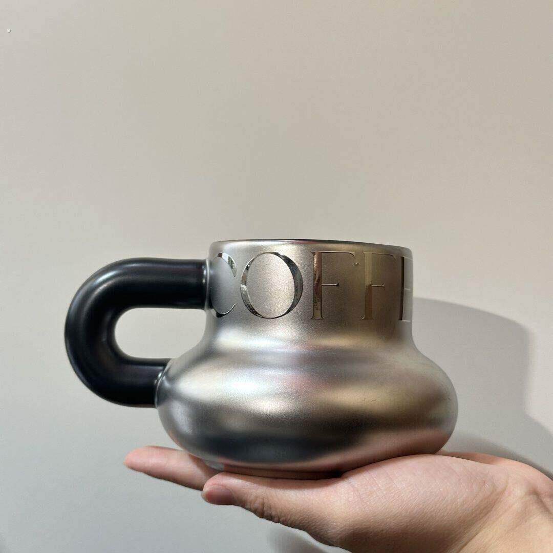 小众高颜值精致字母大肚马克杯咖啡杯陶瓷杯居家办公下午茶水杯