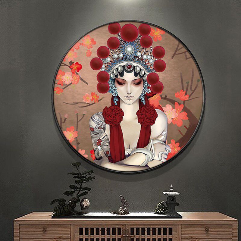 中国风玄关花旦国潮装饰画客厅戏曲壁画古典美女人物京剧脸谱定做