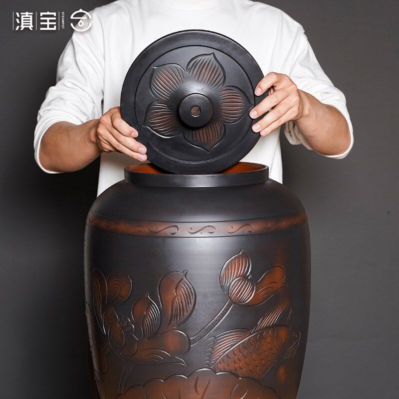 储水桶陶瓷水缸储水用家用老式带盖抽水茶台泡茶储水罐装纯净水桶