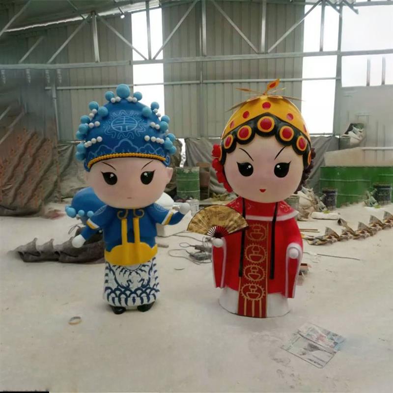 定制玻璃钢戏曲国粹卡通人物雕塑儿童乐园戏剧院脸谱商场装饰摆件