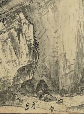 南宋夏圭溪山清远图复制画 适合临摹的国画稿 原尺寸仿古山水画绢