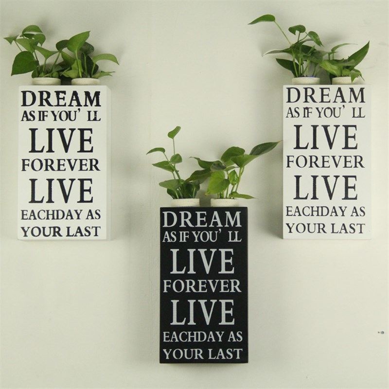 欧式创意挂墙木板装饰水培植物玻璃花瓶花器家居背景墙软装挂件