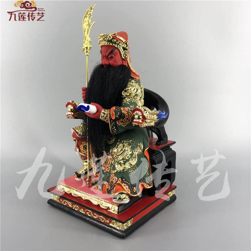 木雕关公关帝圣君关羽人物神像香樟木手工漆线雕传艺木雕供奉摆件