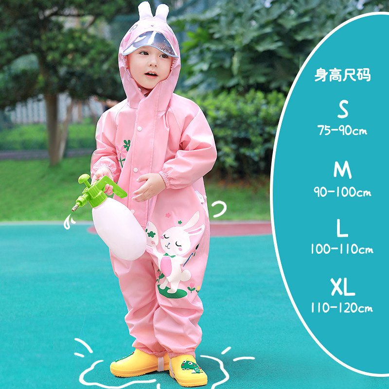 2025新款儿童连体防水雨衣 聚酯纤维防雨童装 男童女童雨衣套装