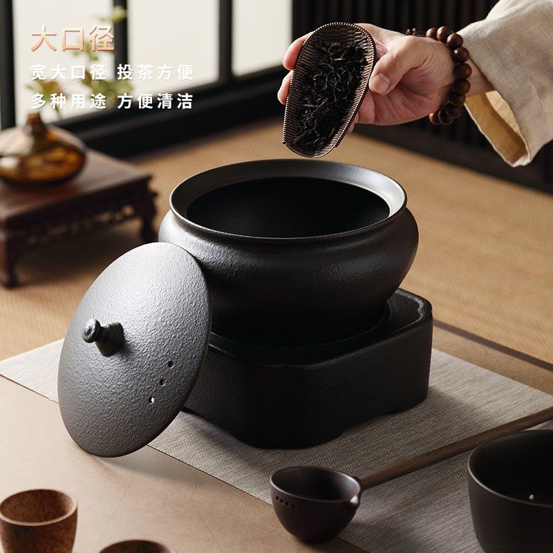 煮茶壶黑茶煮茶器茶炉陶瓷带盖子功夫茶具炉养生花茶煮茶碗干泡碗