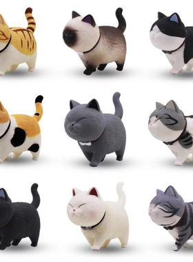 可爱小猫咪摆件公仔创意桌面装饰卡通铃铛猫玩偶网红猫房间装饰品
