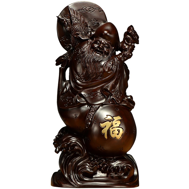 黑檀木雕老寿星公寿翁摆件实木质工艺品家居装饰生日祝寿贺寿礼品