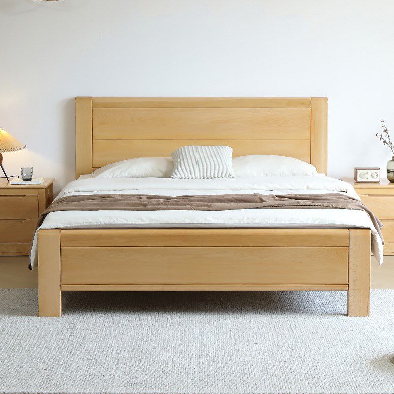 全实木床榉木北欧原木风加厚纯简约1米8主卧室单双人小户型大婚床