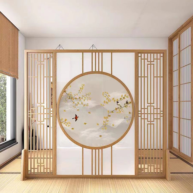 屏风隔断客厅中式实木办公室进门遮挡2024新款可移动茶室禅意玄关