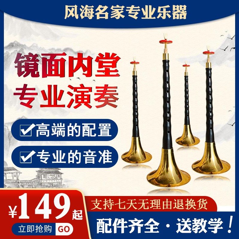 唢呐乐器全套演奏级镜面内堂专业乌木降b初学者D调成人儿童大小号