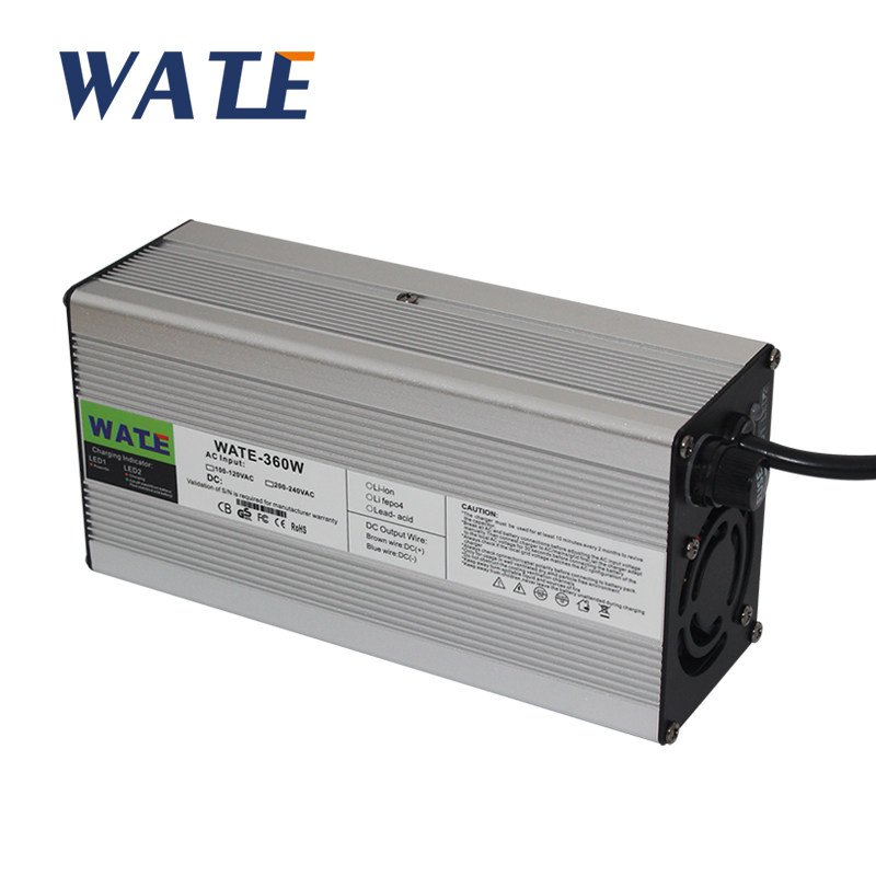 大功率24V10A 12A充电器 铅酸电池适用 智能铝壳带风扇 接头自选