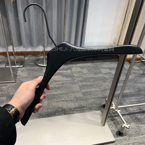 衣架服装店专用高档防滑无痕衣撑黑色哑光实木裤夹女装店榉木裤架