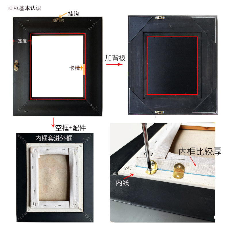 简约美式实木画框 碎箔复古 油画装裱画框 框宽度9cm厚度4.5cm
