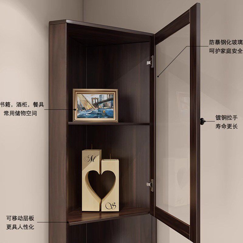 新中式转角柜墙角柜客厅实木墙边拐角柜餐厅角落三角柜收纳酒柜