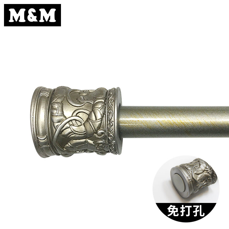 默玛美式伸缩杆浴帘杆浴杆直杆窗帘杆门帘杆免打孔仿古银装饰杆