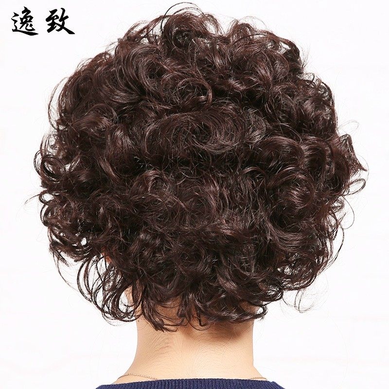 时尚小卷真人发丝假头套蓬松短卷发女士中老年假发女短发自然逼真