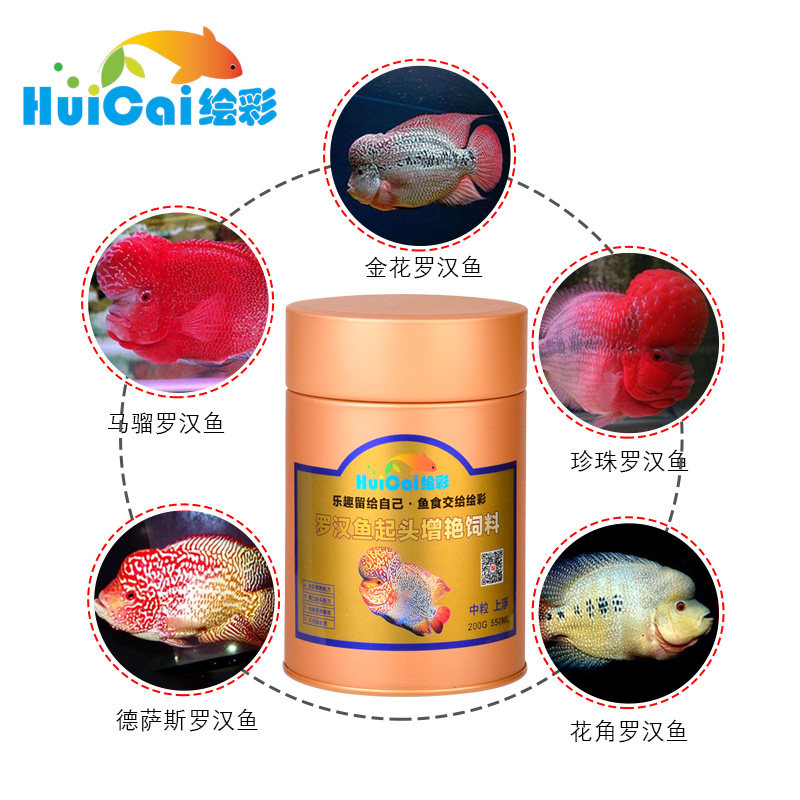 绘彩罗汉鱼饲料寿星头鱼食 起头增色花罗汉血鹦鹉增红增艳专用粮