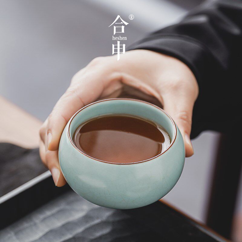 汝窑茶杯主人杯一对杯功夫茶具个人专用陶瓷杯子套装情侣兔年礼物