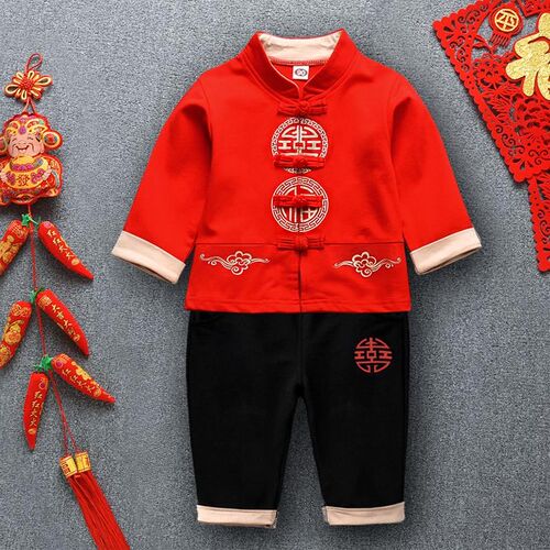 小月龄宝宝拜年服男婴幼儿周岁礼服新年男童抓周衣服唐装套装过年
