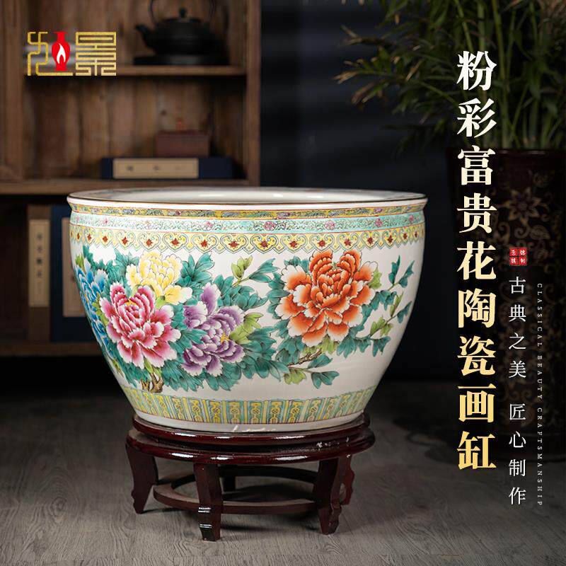 景德镇陶瓷花瓶字画缸卷轴缸收纳缸书房客厅别墅门口落地大型摆件