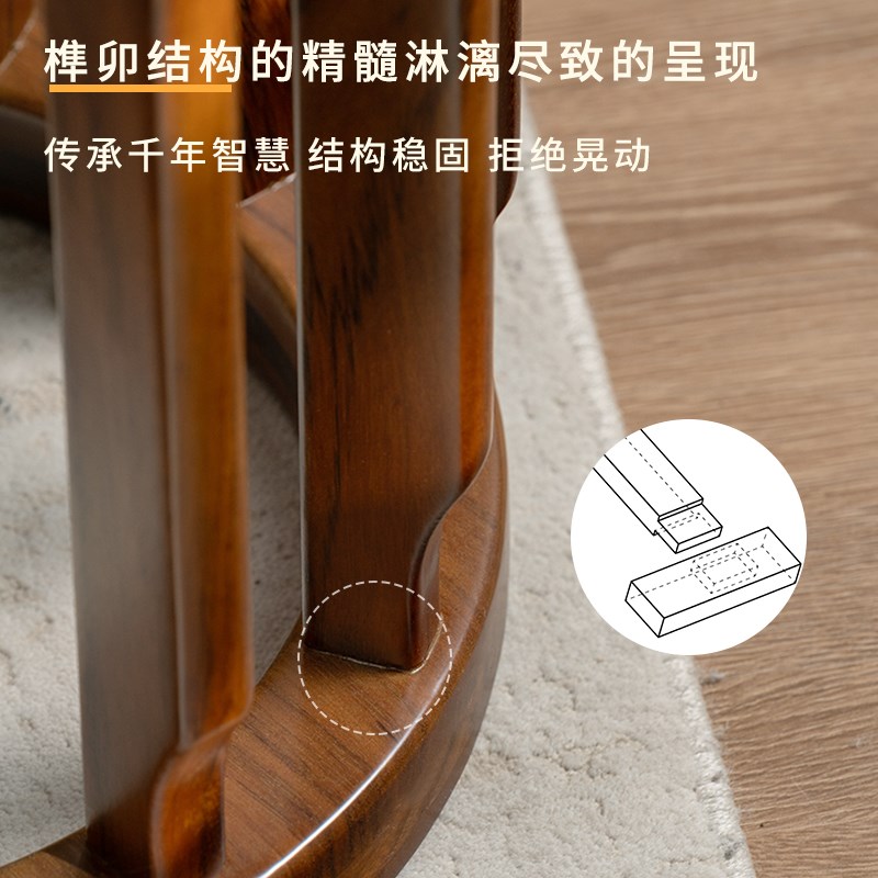 新中式乌金木实木鼓凳圆凳茶凳矮墩坐墩家用餐桌古筝凳琴凳子板凳