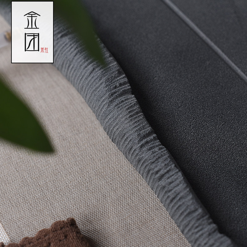 金团乌金石茶盘家用大号石头茶台天然整块石材排水复古泡茶海托盘