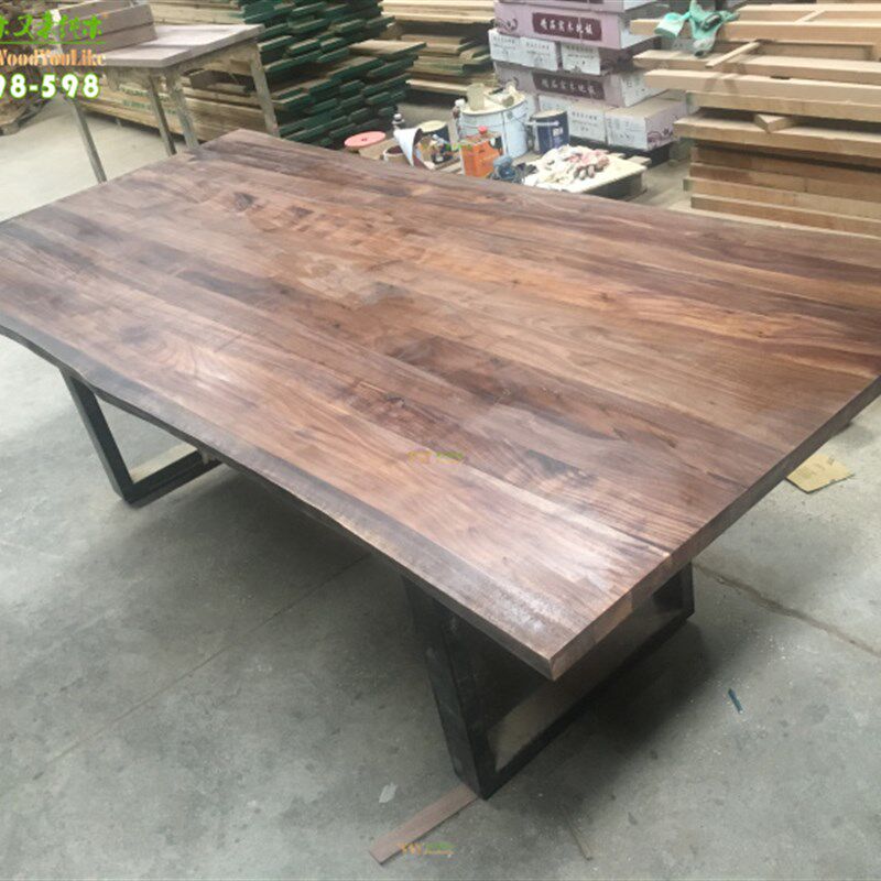 [木又来]定制全实木家具北美黑胡桃直拼板会议桌餐书桌书案办公桌