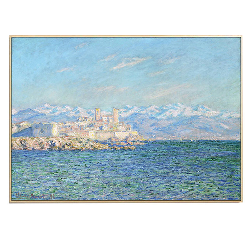 莫奈油画蔚蓝海岸风景画名画挂画餐厅装饰画印象派画厨房欧式壁画