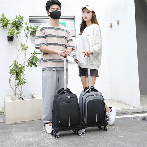 拉杆背包静音防水男女大容量可拆卸万向轮旅行初中高中小学生书包