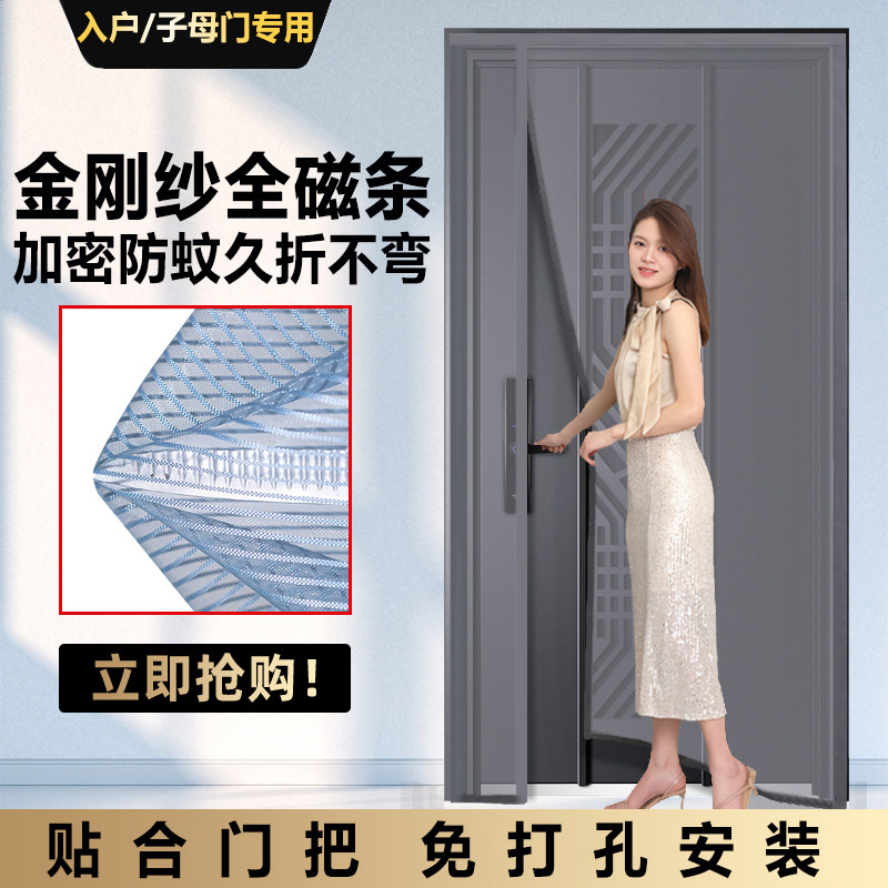 入户门防蚊门帘侧开门专用加密纱帘防蛟防蝇防盗沙门帘网纱定制x