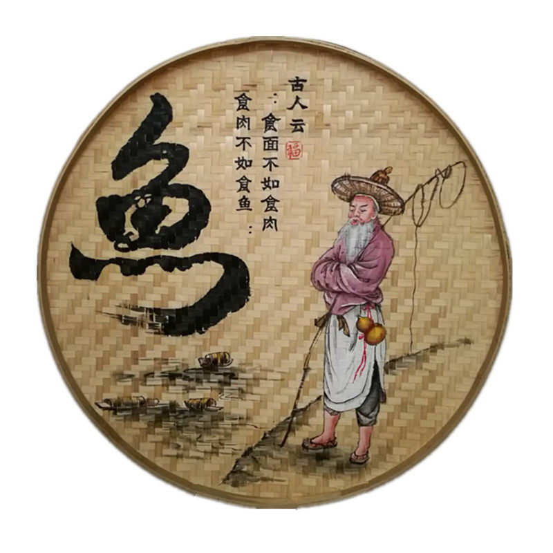 手绘簸箕画竹筛子农家乐装饰品竹编墙饰田园餐馆墙壁挂饰挂件壁饰