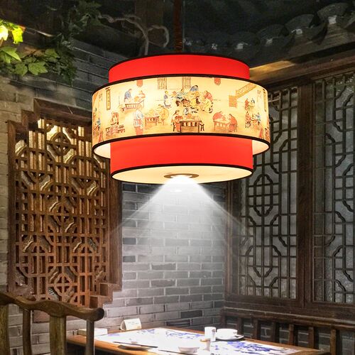 新中式餐饮店吊灯店铺商用餐厅火锅店饭店包厢民宿中古风定制灯具