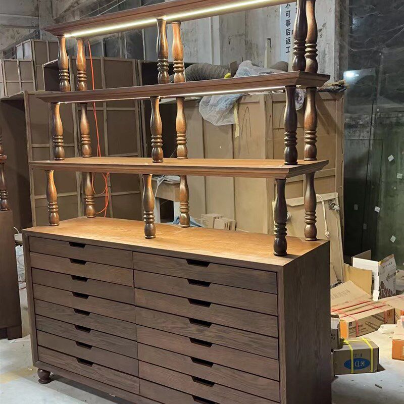 中古木质珠宝首饰展示柜古玩玉器多抽屉饰品架法式复古靠墙柜定制
