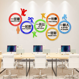 一条心亚克力团结励志墙面贴纸标语公司企业文化办公室装饰布置