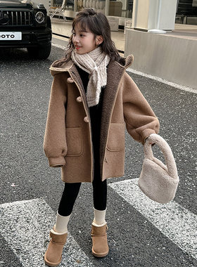 女童毛呢外套冬装2023新款洋派韩版儿童加厚中长版女大童呢子大衣
