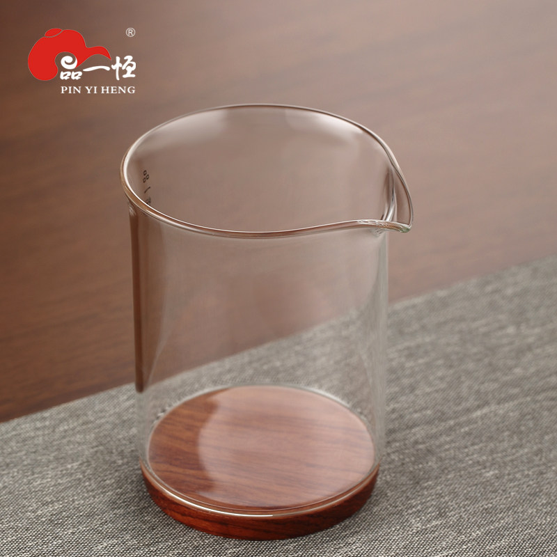品一恒玻璃公道杯耐热加厚木底分茶器高档分茶杯滤茶杯茶海泡茶杯