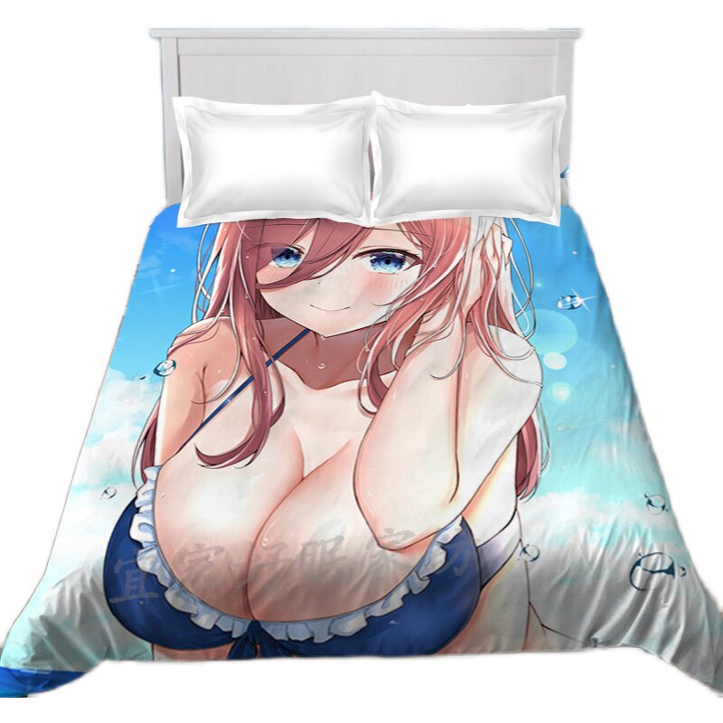 加绒定制二次元美少女五等分新娘珊瑚绒被套加厚卡通动漫单件床单