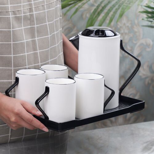 北欧水杯 家用套装 手工描线 线 陶瓷冷水壶套茶具套组 热水杯小