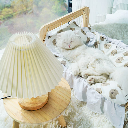 实木猫床宠物床网红夏季猫窝四季通用可拆洗猫咪木质小床猫咪用品