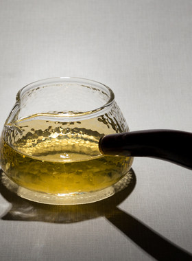 宇轩 日式玻璃公道杯耐热玻璃实手把加厚茶海分茶器锤纹茶具配件