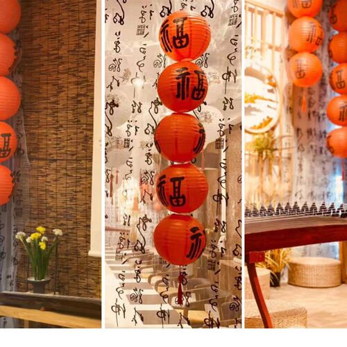 古风纸灯灯笼装饰元旦氛围挂饰国风红灯笼中式手提花灯场景道具糊