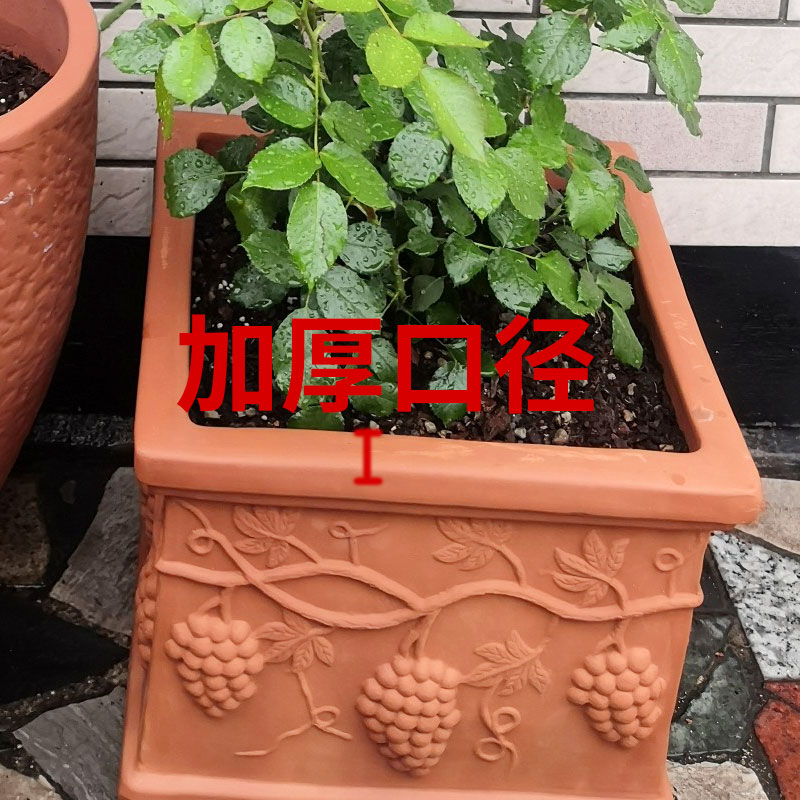 包邮红陶花盆园艺方盆长方形长条欧式阳台种菜粗陶盆特大号陶土盆